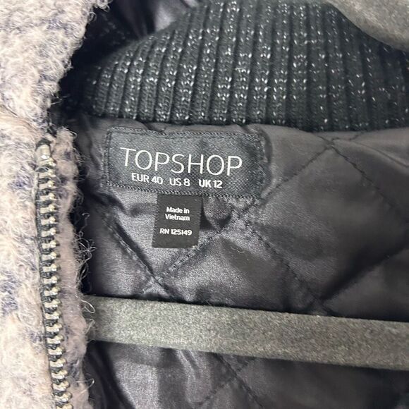 Topshop Abigail boucle grey wool blend coat size 8 - Picture 8 of 13